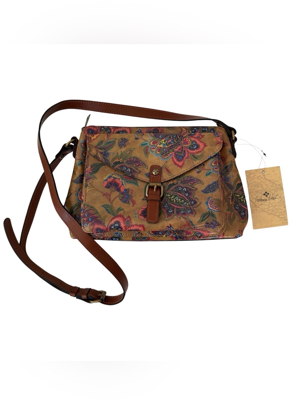 Patricia Nash Avellino Italian leather French Tapestry Organizer Crossbody purse
